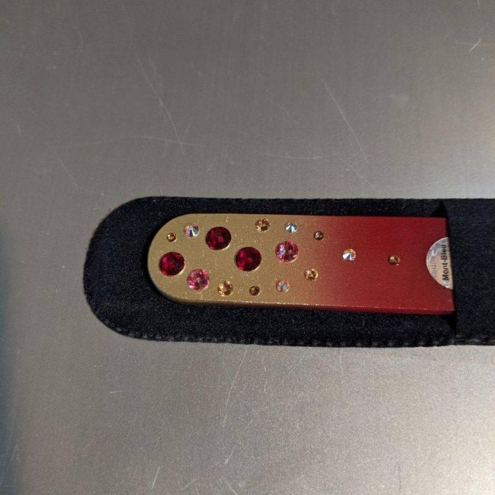 🆕7.5" Gold/Red Czech Crystal Nail File W/BEAUTIFUL RED & PINK SWAROVSKI CRYSTAL